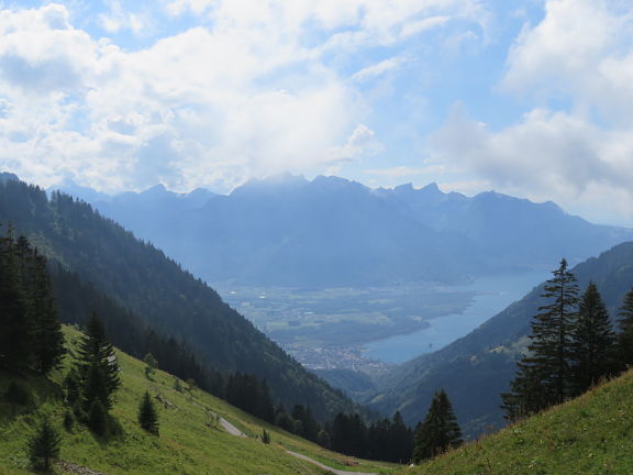 Вид на город Вилленев и Женевское озеро с перевала Шод