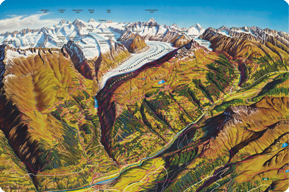 Карта ледника Алеч