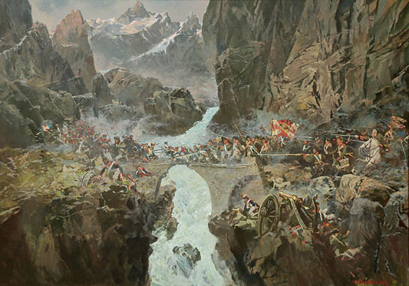 Битва на Чертовом мосту. Неизвестный художник