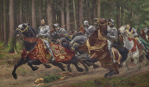 Карл Смелый спасается бегством после битвы при Муртене. Эжен Бюрнан. 1894-1895.